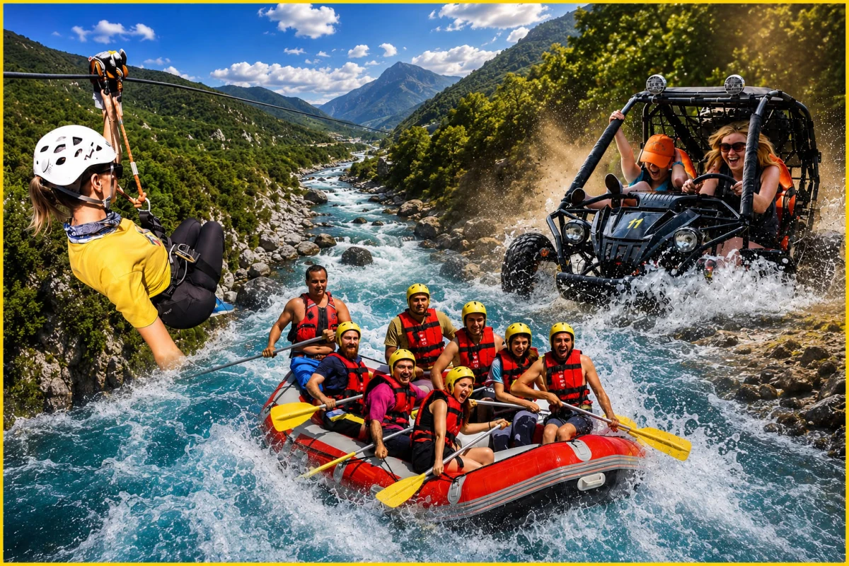 4+1 Combo Rafting, Buggy Safari & Zipline Adventure | River, Mud & Adrenaline Fun